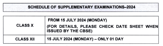 CBSE Compartment Exam Date 2024 Officials