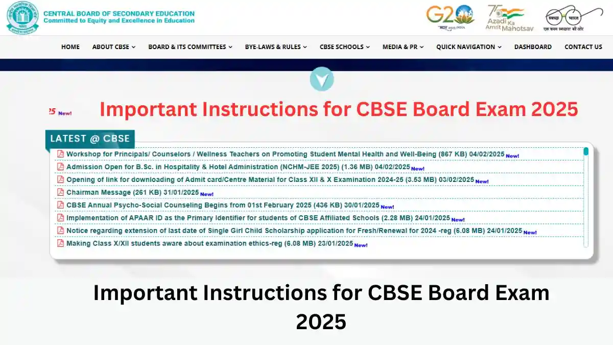 Important Instructions for CBSE Board Exam 2025