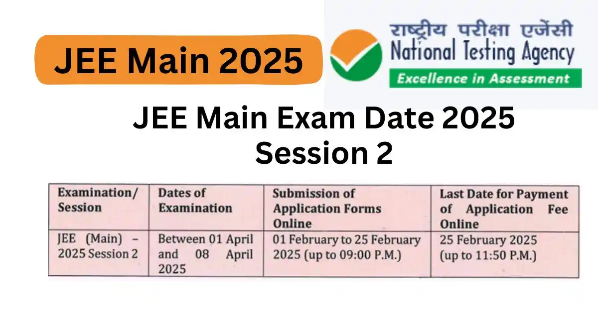 JEE Main Exam Date 2025 Session 2