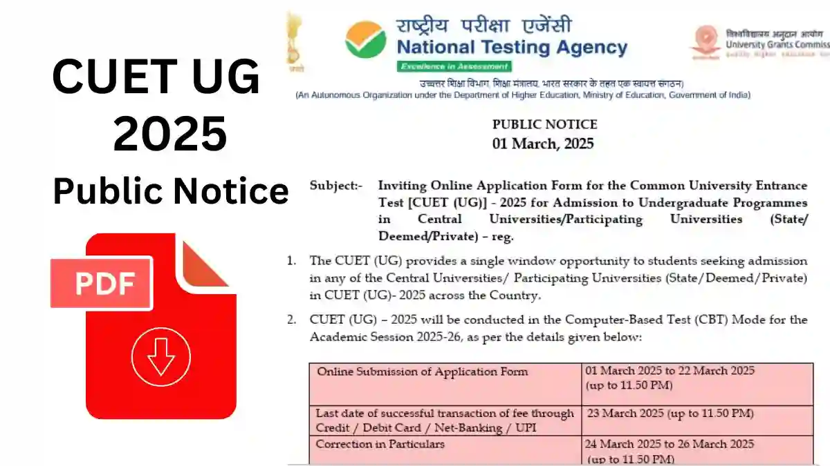 Public Notice for CUET UG 2025